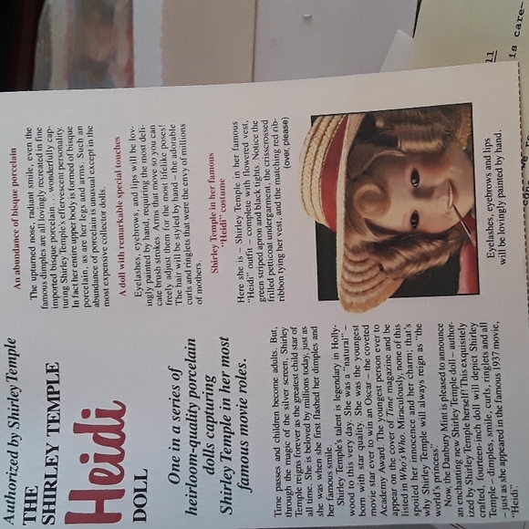 Shirley Temple "Heidi" Doll from Danbury Mint., Silver Screen Dolls - Picture 10 of 11